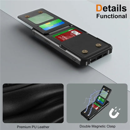 ZM11 For iPhone 14 Pro Max Kickstand Case Card Slots PU Leather+TPU Phone Cover