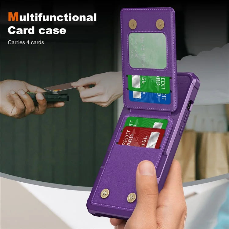 ZM11 For iPhone 14 Pro Max Kickstand Case Card Slots PU Leather+TPU Phone Cover