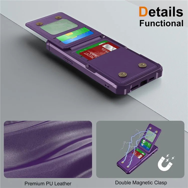 ZM11 For iPhone 14 Pro Max Kickstand Case Card Slots PU Leather+TPU Phone Cover