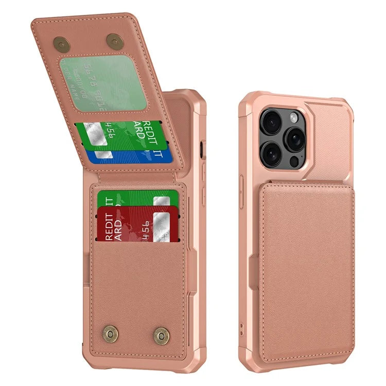 ZM11 For iPhone 14 Pro Max Kickstand Case Card Slots PU Leather+TPU Phone Cover