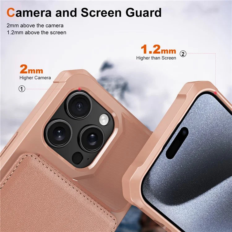 ZM11 For iPhone 14 Pro Max Kickstand Case Card Slots PU Leather+TPU Phone Cover