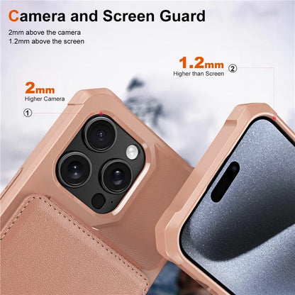 ZM11 For iPhone 14 Pro Max Kickstand Case Card Slots PU Leather+TPU Phone Cover