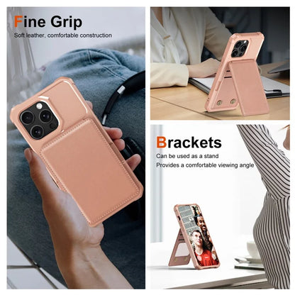 ZM11 For iPhone 14 Pro Max Kickstand Case Card Slots PU Leather+TPU Phone Cover