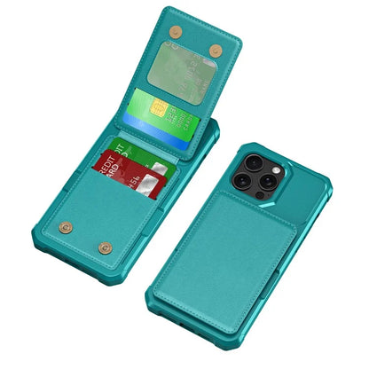 ZM11 For iPhone 14 Pro Max Kickstand Case Card Slots PU Leather+TPU Phone Cover
