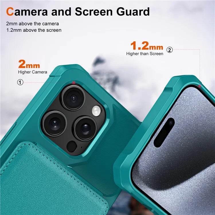 ZM11 For iPhone 14 Pro Max Kickstand Case Card Slots PU Leather+TPU Phone Cover