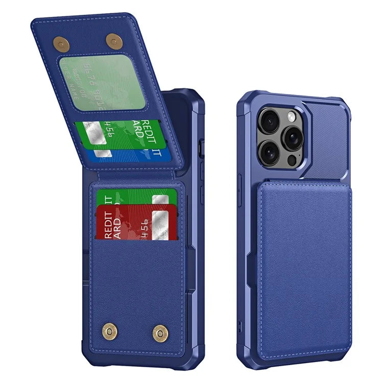 ZM11 For iPhone 14 Pro Max Kickstand Case Card Slots PU Leather+TPU Phone Cover
