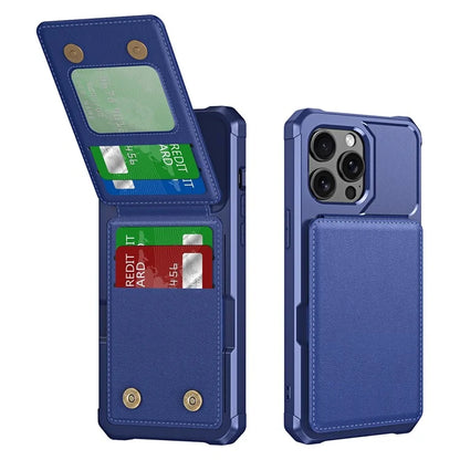 ZM11 For iPhone 14 Pro Max Kickstand Case Card Slots PU Leather+TPU Phone Cover