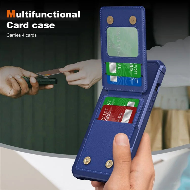 ZM11 For iPhone 14 Pro Max Kickstand Case Card Slots PU Leather+TPU Phone Cover