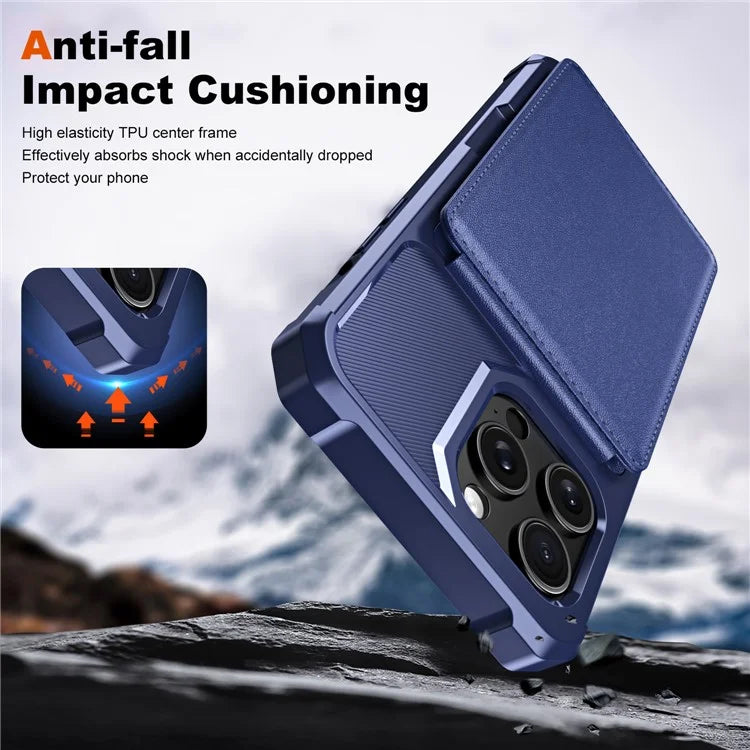 ZM11 For iPhone 14 Pro Max Kickstand Case Card Slots PU Leather+TPU Phone Cover