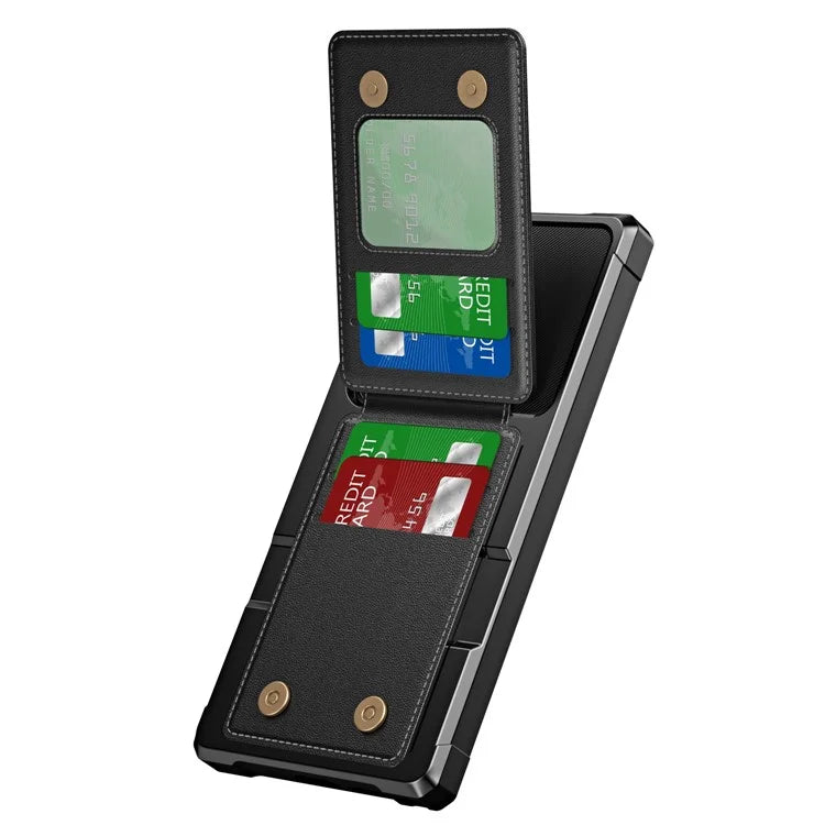 ZM11 For Samsung Galaxy S22 Ultra 5G Case with Card Holder Leather Kickstand Back Cover