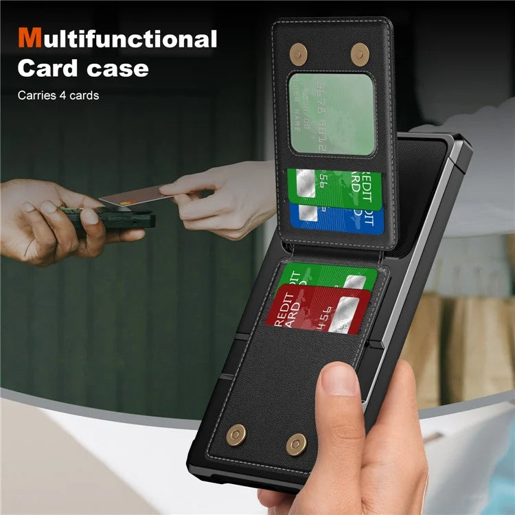 ZM11 For Samsung Galaxy S22 Ultra 5G Case with Card Holder Leather Kickstand Back Cover
