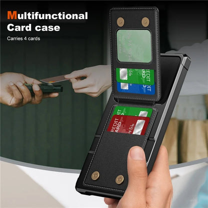 ZM11 For Samsung Galaxy S22 Ultra 5G Case with Card Holder Leather Kickstand Back Cover