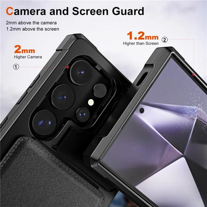 ZM11 For Samsung Galaxy S22 Ultra 5G Case with Card Holder Leather Kickstand Back Cover