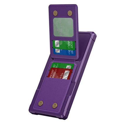 ZM11 For Samsung Galaxy S22 Ultra 5G Case with Card Holder Leather Kickstand Back Cover