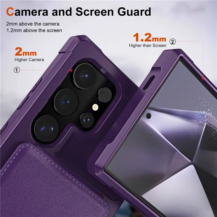 ZM11 For Samsung Galaxy S22 Ultra 5G Case with Card Holder Leather Kickstand Back Cover