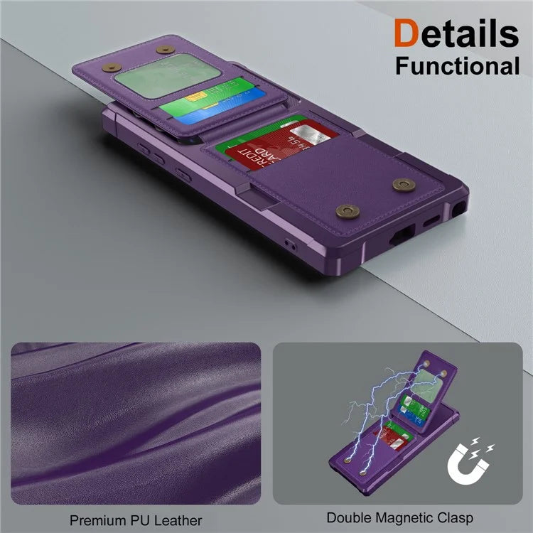 ZM11 For Samsung Galaxy S22 Ultra 5G Case with Card Holder Leather Kickstand Back Cover