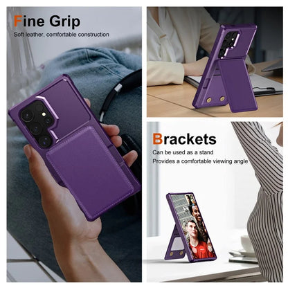 ZM11 For Samsung Galaxy S22 Ultra 5G Case with Card Holder Leather Kickstand Back Cover
