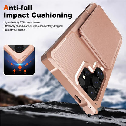 ZM11 For Samsung Galaxy S22 Ultra 5G Case with Card Holder Leather Kickstand Back Cover