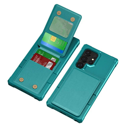 ZM11 For Samsung Galaxy S22 Ultra 5G Case with Card Holder Leather Kickstand Back Cover