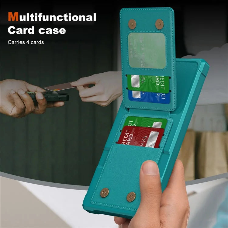 ZM11 For Samsung Galaxy S22 Ultra 5G Case with Card Holder Leather Kickstand Back Cover