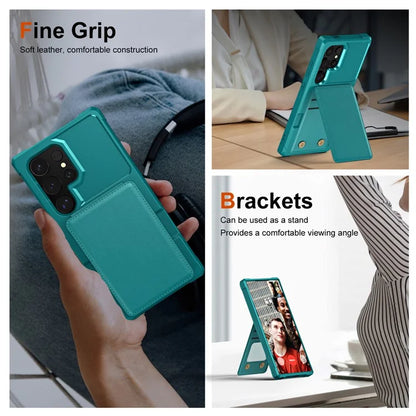 ZM11 For Samsung Galaxy S22 Ultra 5G Case with Card Holder Leather Kickstand Back Cover
