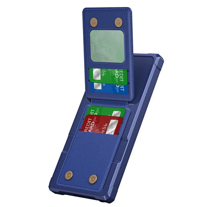 ZM11 For Samsung Galaxy S22 Ultra 5G Case with Card Holder Leather Kickstand Back Cover