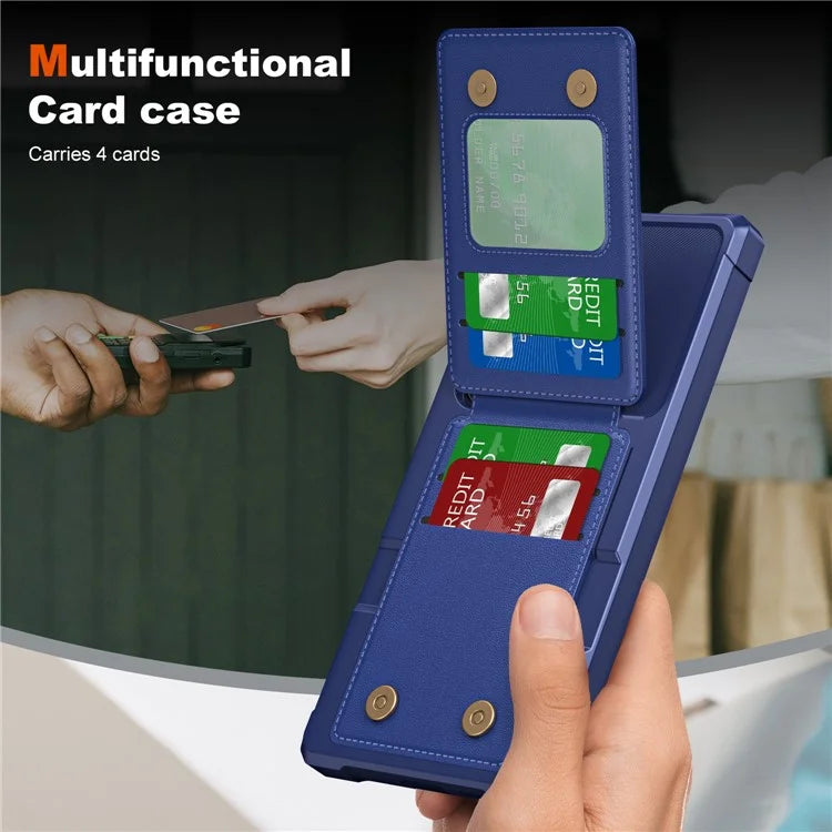 ZM11 For Samsung Galaxy S22 Ultra 5G Case with Card Holder Leather Kickstand Back Cover