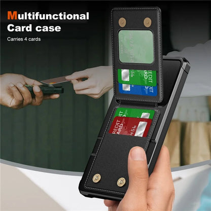 ZM11 For Samsung Galaxy A55 5G Case Leather +TPU Phone Cover Card Holder Kickstand
