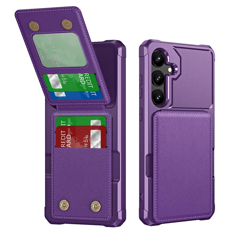 ZM11 For Samsung Galaxy A55 5G Case Leather +TPU Phone Cover Card Holder Kickstand