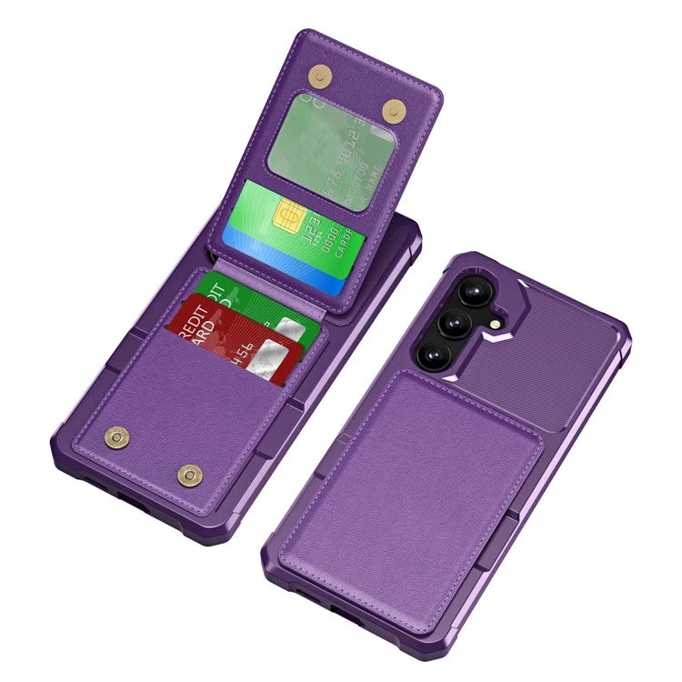 ZM11 For Samsung Galaxy A55 5G Case Leather +TPU Phone Cover Card Holder Kickstand