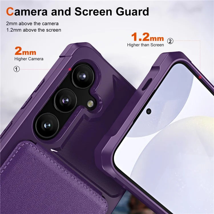 ZM11 For Samsung Galaxy A55 5G Case Leather +TPU Phone Cover Card Holder Kickstand