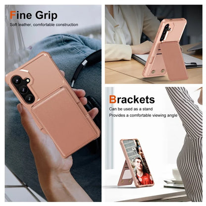 ZM11 For Samsung Galaxy A55 5G Case Leather +TPU Phone Cover Card Holder Kickstand