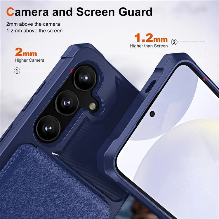 ZM11 For Samsung Galaxy A55 5G Case Leather +TPU Phone Cover Card Holder Kickstand