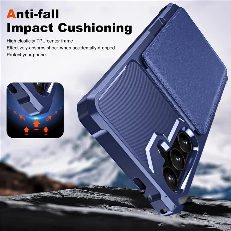 ZM11 For Samsung Galaxy A55 5G Case Leather +TPU Phone Cover Card Holder Kickstand