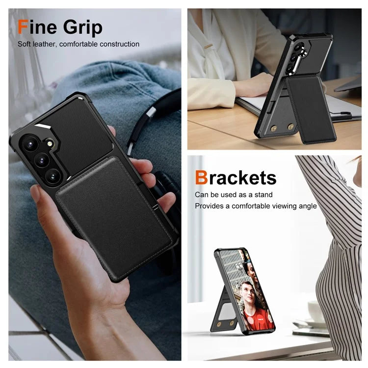 ZM11 For Samsung Galaxy A54 5G Case Card Slots PU Leather Coated TPU Kickstand Cover