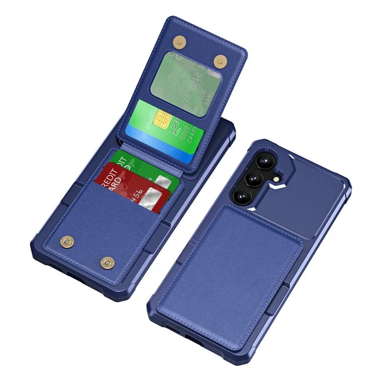 ZM11 For Samsung Galaxy A54 5G Case Card Slots PU Leather Coated TPU Kickstand Cover