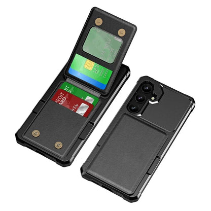 ZM11 For Samsung Galaxy S23 FE Case Kicsktand Card Holder Leather+TPU Phone Cover