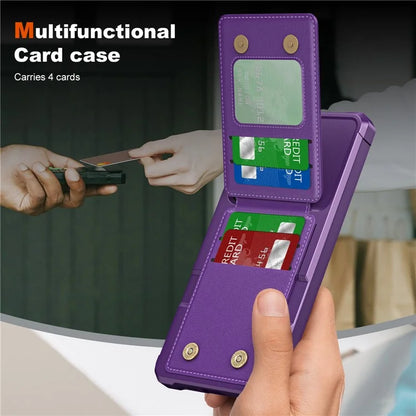 ZM11 For Samsung Galaxy S23 FE Case Kicsktand Card Holder Leather+TPU Phone Cover