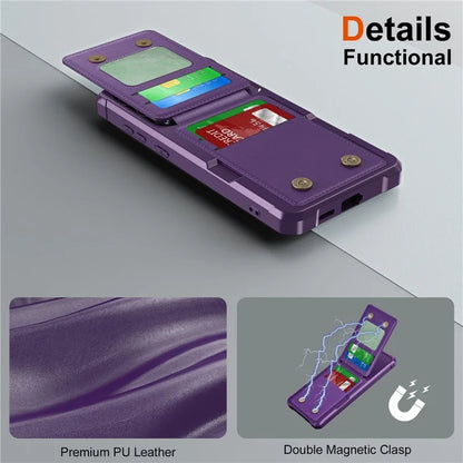 ZM11 For Samsung Galaxy S23 FE Case Kicsktand Card Holder Leather+TPU Phone Cover