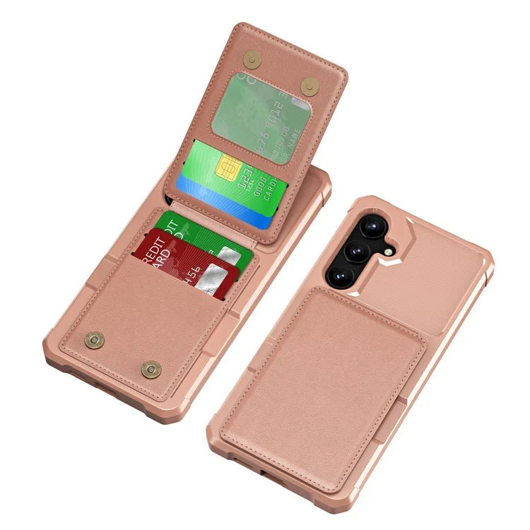 ZM11 For Samsung Galaxy S23 FE Case Kicsktand Card Holder Leather+TPU Phone Cover