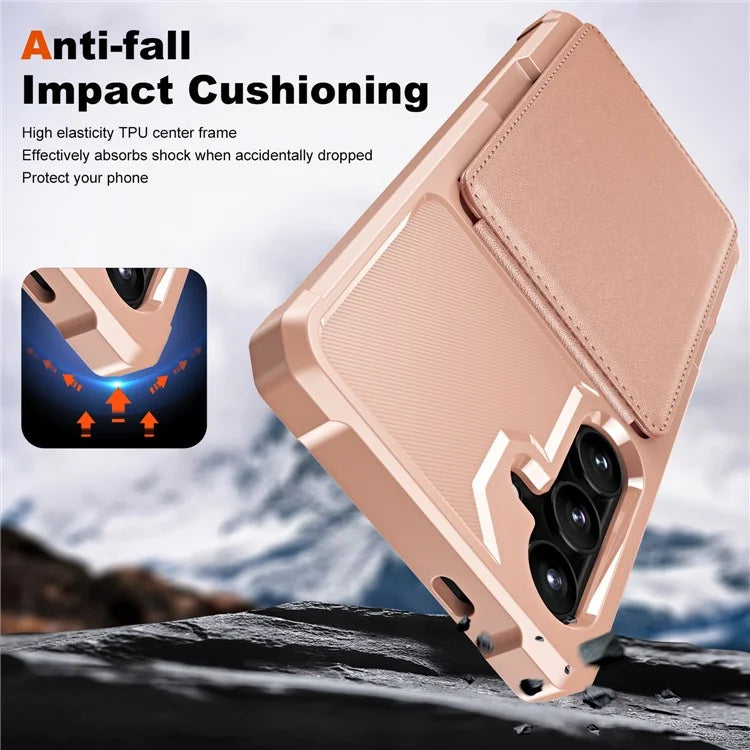 ZM11 For Samsung Galaxy S23 FE Case Kicsktand Card Holder Leather+TPU Phone Cover