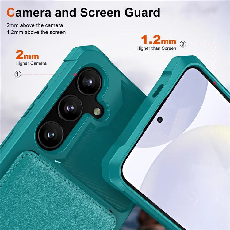 ZM11 For Samsung Galaxy S23 FE Case Kicsktand Card Holder Leather+TPU Phone Cover