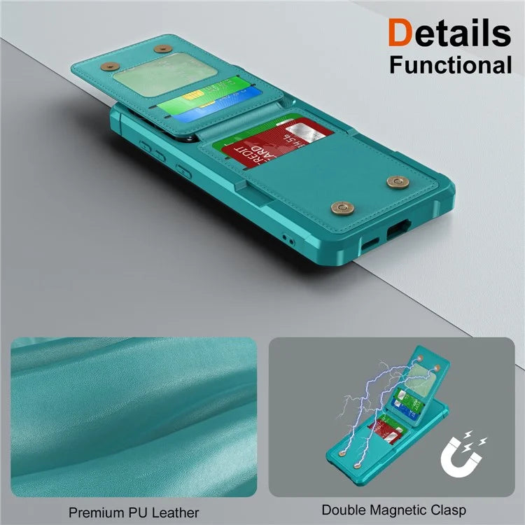 ZM11 For Samsung Galaxy S23 FE Case Kicsktand Card Holder Leather+TPU Phone Cover