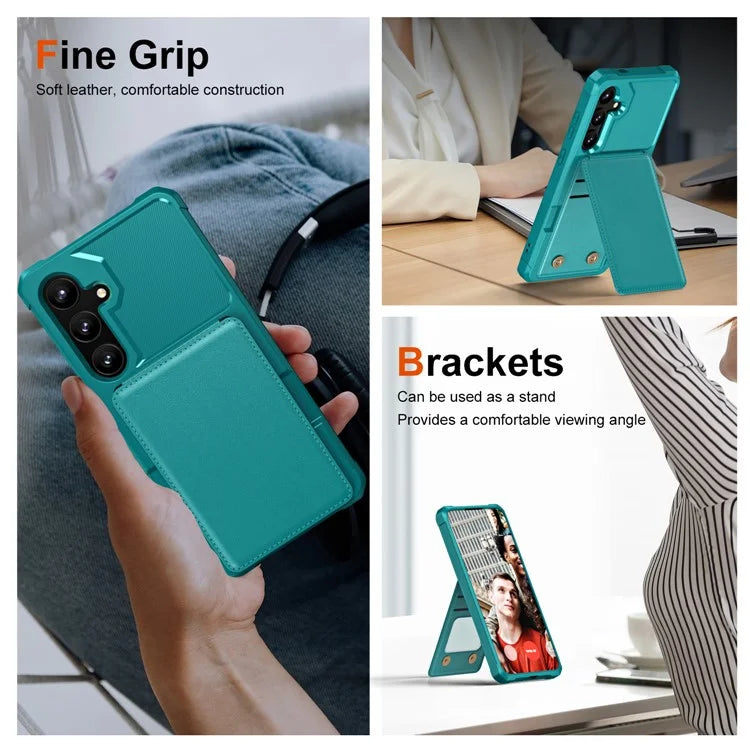 ZM11 For Samsung Galaxy S23 FE Case Kicsktand Card Holder Leather+TPU Phone Cover