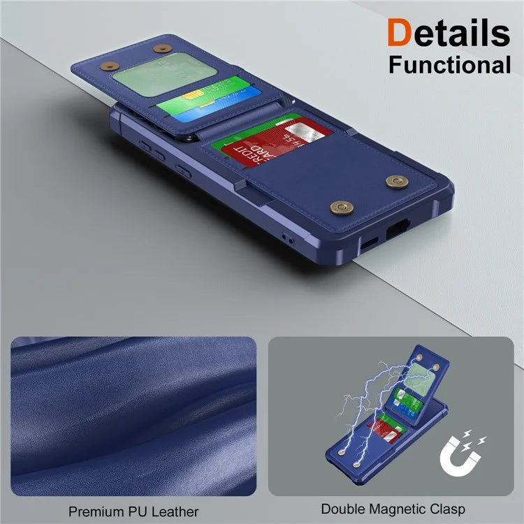 ZM11 For Samsung Galaxy S23 FE Case Kicsktand Card Holder Leather+TPU Phone Cover