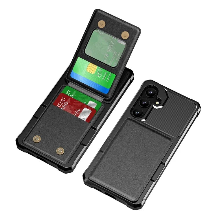 ZM11 For Samsung Galaxy S24+ Cover Kickstand PU Leather+TPU Phone Card Case