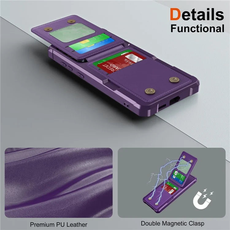 ZM11 For Samsung Galaxy S24+ Cover Kickstand PU Leather+TPU Phone Card Case