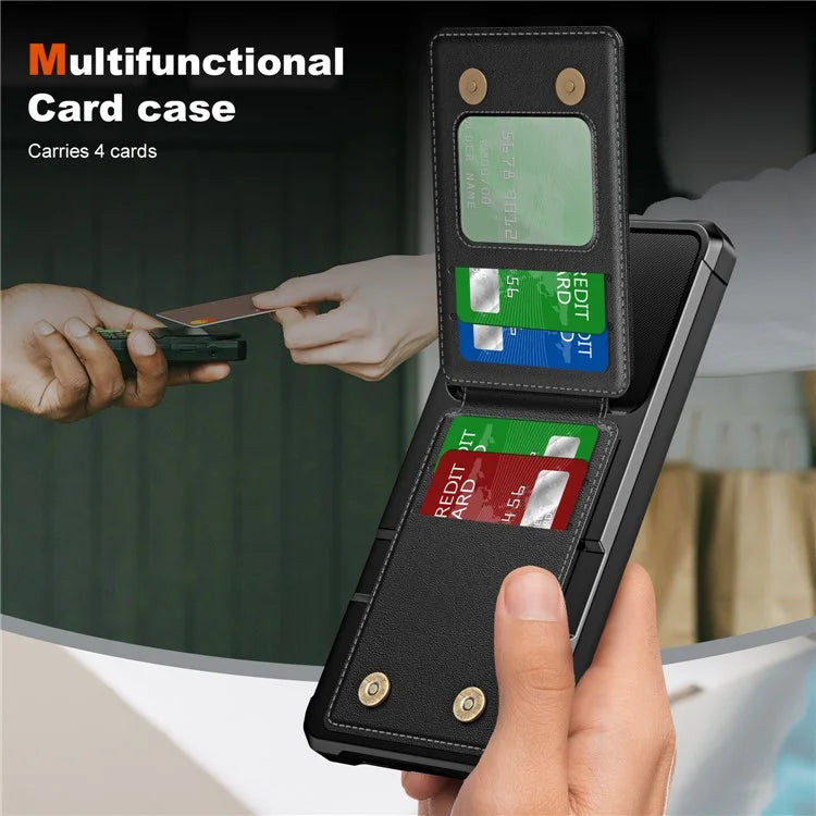 ZM11 For Samsung Galaxy S24 Case Kickstand Leather Coated TPU Phone Cover with Card Slots