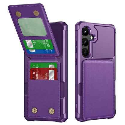 ZM11 For Samsung Galaxy S24 Case Kickstand Leather Coated TPU Phone Cover with Card Slots