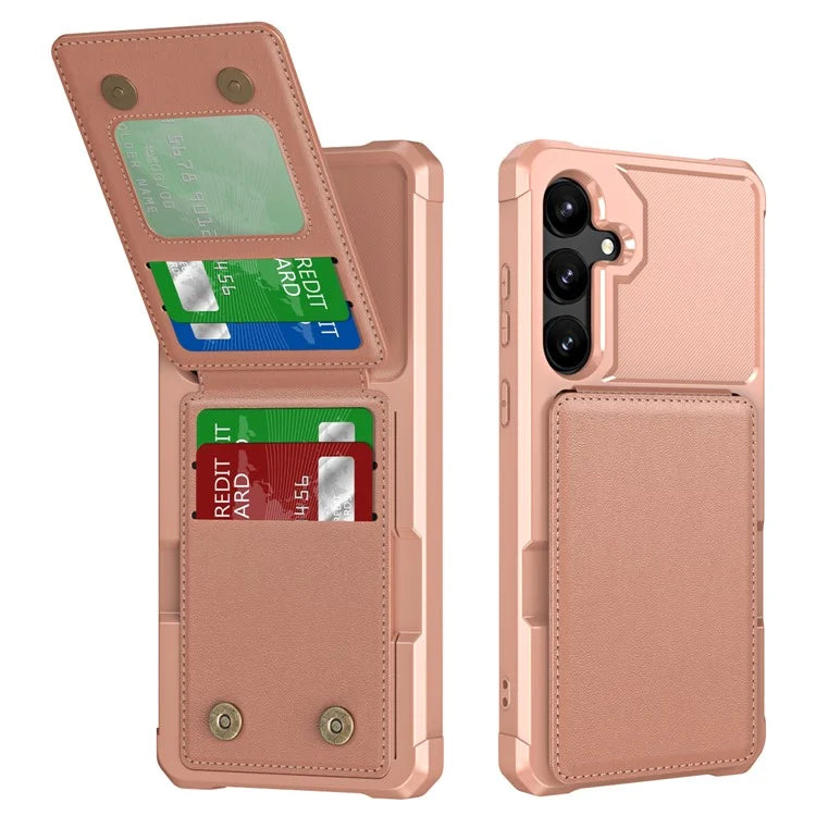 ZM11 For Samsung Galaxy S24 Case Kickstand Leather Coated TPU Phone Cover with Card Slots
